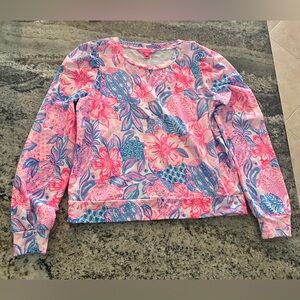 NWOT Lilly Pulitzer Puff Sleeve Sweatshirt Pink Isle Size Large
